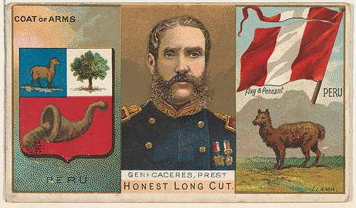 General Caceres, President of Peru, from the Rulers, Flags, and Coats of Arms series (N126-1) issued by W. Duke, Sons & Co.