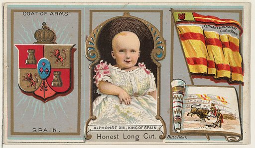 Alphonse XIII, King of Spain, from the Rulers, Flags, and Coats of Arms series (N126-1) issued by W. Duke, Sons & Co.