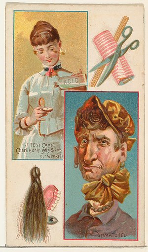 A Test Case / Unmatched, from the Jokes series (N118) issued by Duke Sons & Co. to promote Honest Long Cut Tobacco
