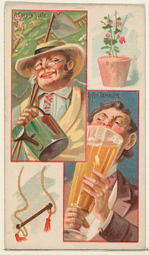 A Garden Party / Lofty Tumbler, from the Jokes series (N118) issued by Duke Sons & Co. to promote Honest Long Cut Tobacco