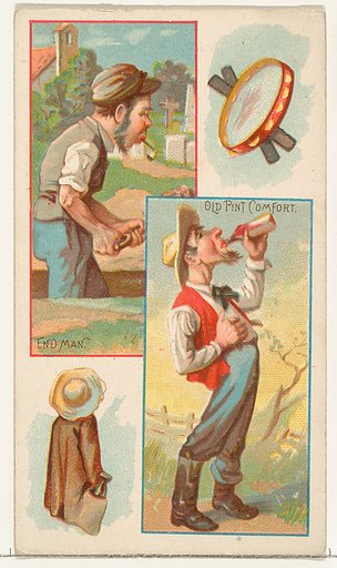 End Man / Old Pint Comfort, from the Jokes series (N118) issued by Duke Sons & Co. to promote Honest Long Cut Tobacco