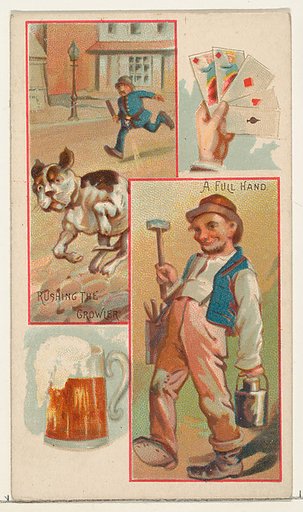 Rushing the Growler / A Full Hand, from the Jokes series (N118) issued by Duke Sons & Co. to promote Honest Long Cut Tobacco