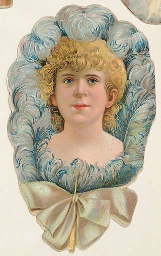 Blue feather fan, from the Novelties series (N122) issued by Gail & Ax Tobacco to promote Navy Long Cut