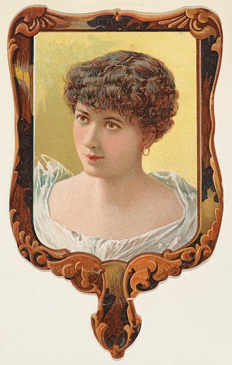 Hand mirror with dark frame, from the Novelties series (N122) issued by Gail & Ax Tobacco to promote Navy Long Cut