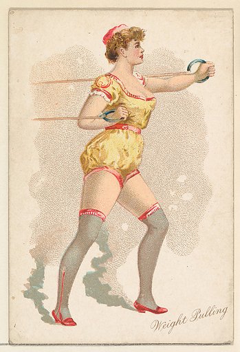 Weight Pulling, from the Pretty Athletes series (N196) issued by Wm. S. Kimball & Co.
