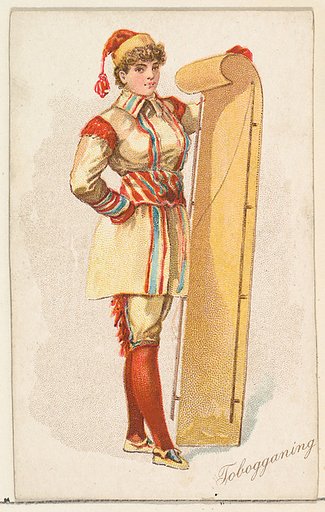 Tobogganing, from the Pretty Athletes series (N196) issued by Wm. S. Kimball & Co.