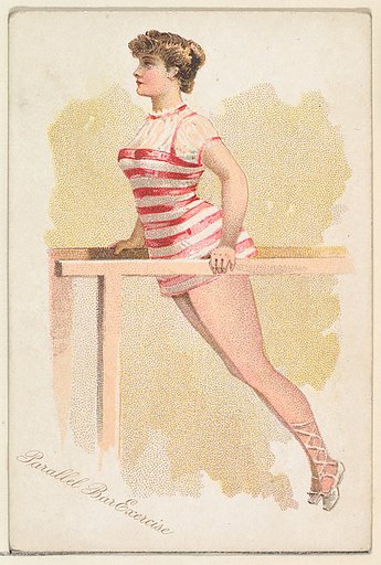 Parallel Bars Exercise, from the Pretty Athletes series (N196) issued by Wm. S. Kimball & Co.