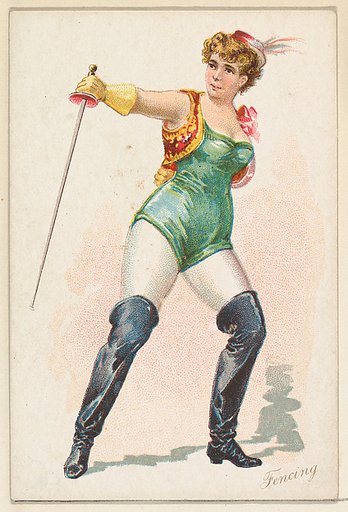 Fencing, from the Pretty Athletes series (N196) issued by Wm. S. Kimball & Co.