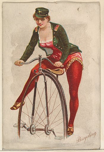 Bicycling, from the Pretty Athletes series (N196) issued by Wm. S. Kimball & Co.
