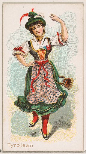 Tyrolean Dancer, from the Dancing Women series (N186) issued by Wm. S. Kimball & Co.