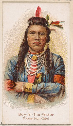Boy-In-The-Water, North American Chief, from the Savage and Semi-Barbarous Chiefs and Rulers series (N189) issued by Wm. S. Kimball & Co.