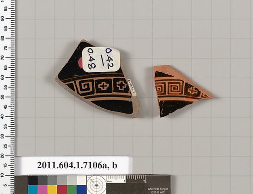 Terracotta fragments of kylikes (drinking cups)