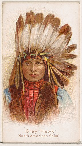 Gray Hawk, North American Chief, from the Savage and Semi-Barbarous Chiefs and Rulers series (N189) issued by Wm. S. Kimball & Co.