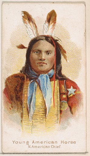 Young American Horse, North American Chief, from the Savage and Semi-Barbarous Chiefs and Rulers series (N189) issued by Wm. S. Kimball & Co.