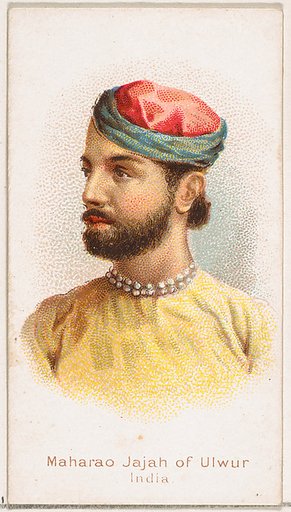 Maharao Jajah of Ulwur, India, from the Savage and Semi-Barbarous Chiefs and Rulers series (N189) issued by Wm. S. Kimball & Co.