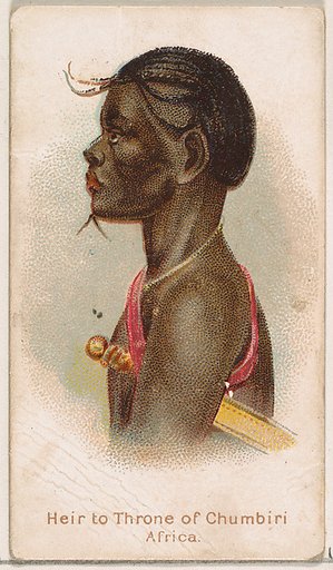 Heir to the Throne of Chumbiri, Africa, from the Savage and Semi-Barbarous Chiefs and Rulers series (N189) issued by Wm. S. Kimball & Co.