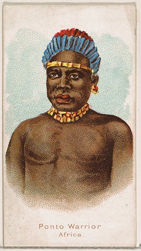 Ponto Warrior, Africa, from the Savage and Semi-Barbarous Chiefs and Rulers series (N189) issued by Wm. S. Kimball & Co.