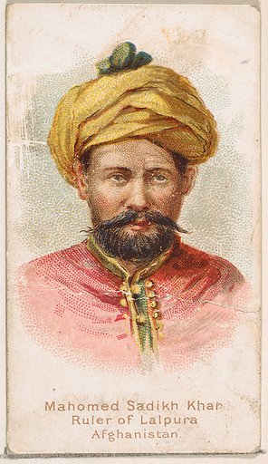 Mahomed Sadikh Khan, Ruler of Lalpura, Afghanistan, from the Savage and Semi-Barbarous Chiefs and Rulers series (N189) issued by Wm. S. Kimball & Co.