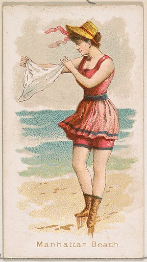 Manhattan Beach, from the Fancy Bathers series (N187) issued by Wm. S. Kimball & Co.