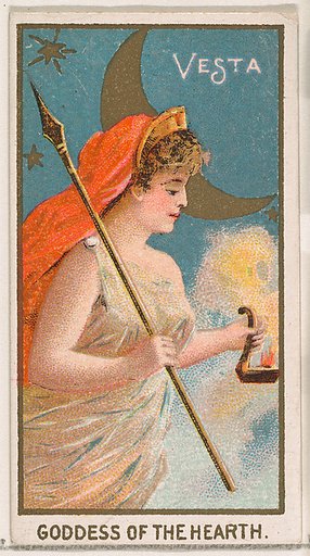 Vesta, Goddess of the Hearth, from the Goddesses of the Greeks and Romans series (N188) issued by Wm. S. Kimball & Co.