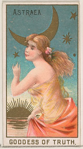 Astraea, Goddess of the Truth, from the Goddesses of the Greeks and Romans series (N188) issued by Wm. S. Kimball & Co.