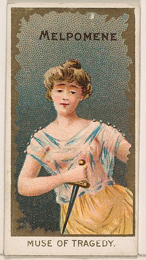 Melpomene, Muse of Tragedy, from the Goddesses of the Greeks and Romans series (N188) issued by Wm. S. Kimball & Co.