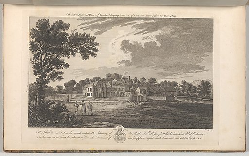 The Ancient Episcopal Palace of Bromley, belonging to the See of Rochester, taken before the year 1756, from Edward Hasted's "The History and Topographical Survey of the County of Kent", vols. 1-3