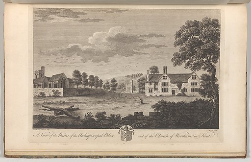 A View of the Ruins of the Archiepiscopal Palace and of the Church of Wrotham in Kent, from Edward Hasted's "The History and Topographical Survey of the County of Kent", vols. 1-3
