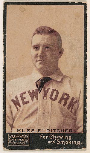 Russie, Pitcher, New York, from Mayo's Cut Plug Baseball series (N300)