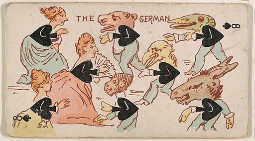 Eight of Spades, The German, from Harlequin Cards, 2nd Series (N220) issued by Kinney Bros.