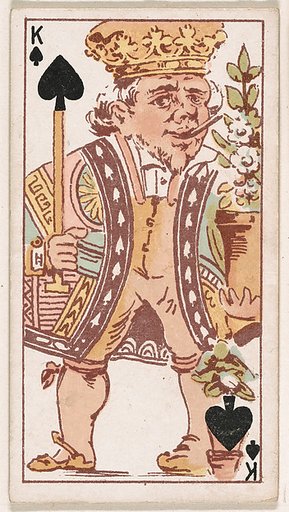 King of Spades, The German, from Harlequin Cards, 2nd Series (N220) issued by Kinney Bros.