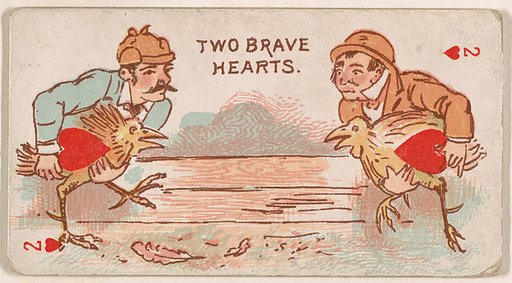 Two of Hearts, Two Brave Hearts, from Harlequin Cards, 2nd Series (N220) issued by Kinney Bros.