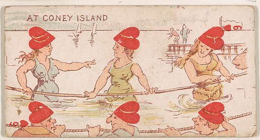 Six of Hearts, At Coney Island, from Harlequin Cards, 2nd Series (N220) issued by Kinney Bros.