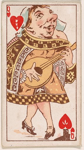 Queen of Hearts, from Harlequin Cards, 2nd Series (N220) issued by Kinney Bros.