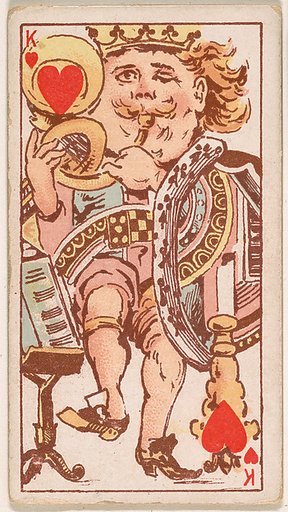 King of Hearts, from Harlequin Cards, 2nd Series (N220) issued by Kinney Bros.