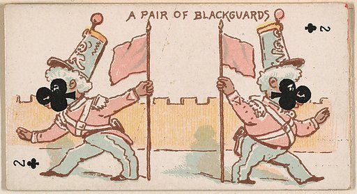 Two of Clubs, A Pair of Blackguards, from Harlequin Cards, 2nd Series (N220) issued by Kinney Bros.