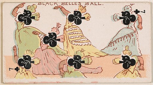 Seven of Clubs, Black Belles Ball, from Harlequin Cards, 2nd Series (N220) issued by Kinney Bros.