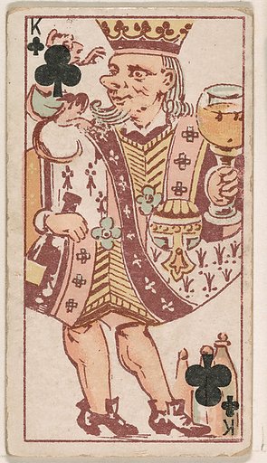 King of Clubs, from Harlequin Cards, 2nd Series (N220) issued by Kinney Bros.