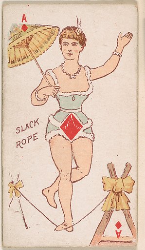 Ace of Diamonds, Slack Rope, from Harlequin Cards, 2nd Series (N220) issued by Kinney Bros.