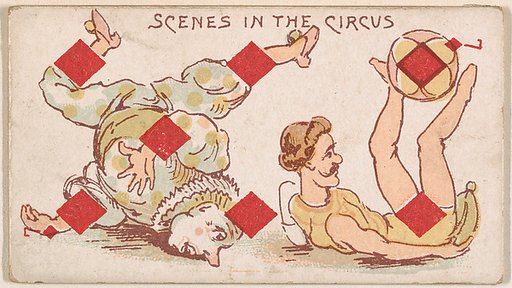 Seven of Diamonds, Scenes in the Circus, from Harlequin Cards, 2nd Series (N220) issued by Kinney Bros.