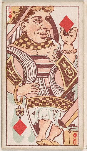 Queen of Diamonds, from Harlequin Cards, 2nd Series (N220) issued by Kinney Bros.