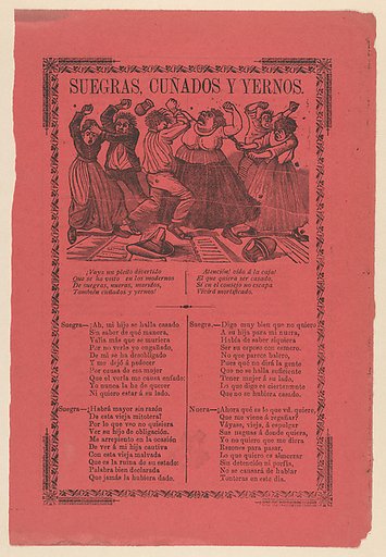 Broadsheet relating to mothers-in-law, brothers-in-law and sons fighting