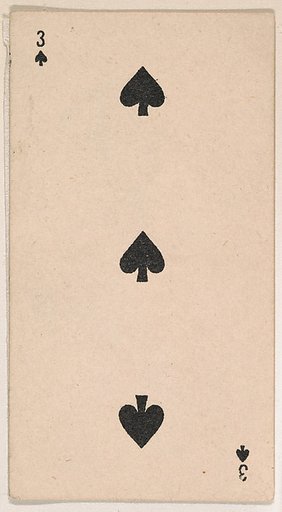 Three of Spades, from the Transparent Playing Cards series (N220) issued by Kinney Bros.