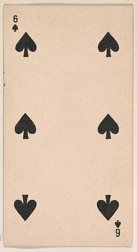 Six of Spades, from the Transparent Playing Cards series (N220) issued by Kinney Bros.