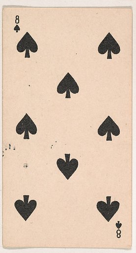 Eight of Spades, from the Transparent Playing Cards series (N220) issued by Kinney Bros.