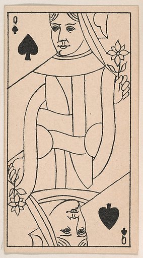 Queen of Spades, from the Transparent Playing Cards series (N220) issued by Kinney Bros.