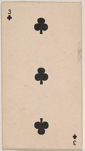 Three of Clubs, from the Transparent Playing Cards series (N220) issued by Kinney Bros.