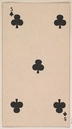 Five of Clubs, from the Transparent Playing Cards series (N220) issued by Kinney Bros.
