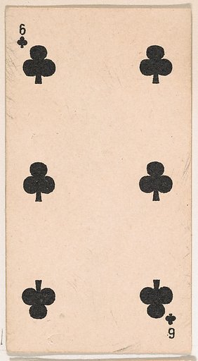 Six of Clubs, from the Transparent Playing Cards series (N220) issued by Kinney Bros.