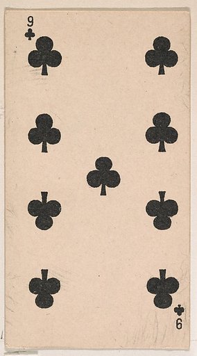 Nine of Clubs, from the Transparent Playing Cards series (N220) issued by Kinney Bros.